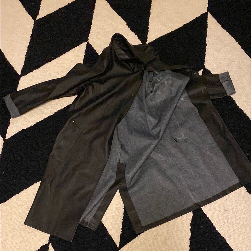 Stutterheim Black Raincoat with Gray Lining